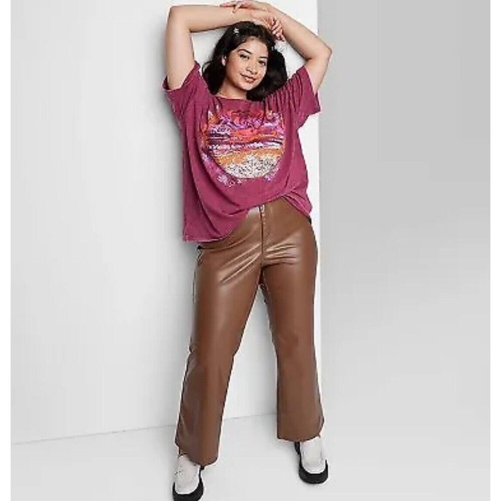 Wild Fable Low-Rise Faux Leather Flare Pants -Brown Women's 16
